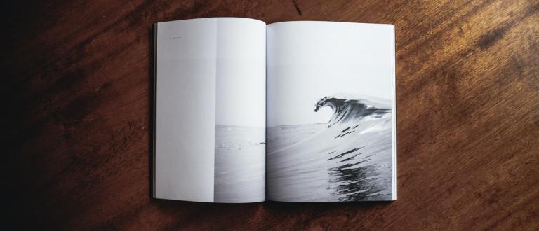 open book showing a cresting wave